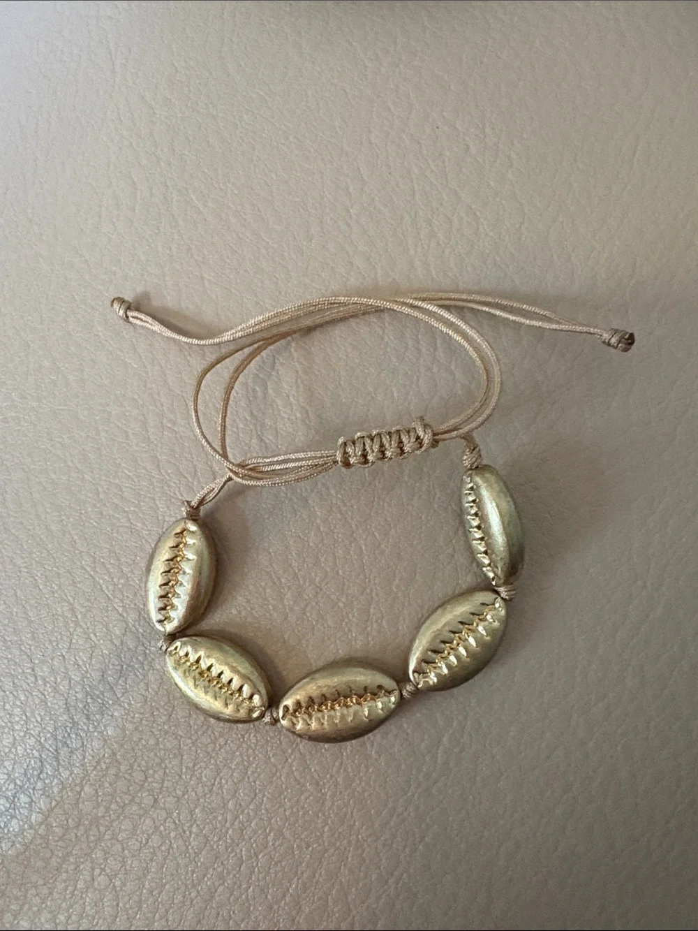 Plunder Gold Cowrie Shell Sliding Cord Bracelet